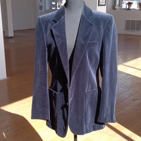 Yves Saint Laurent Jackets & Blazers - Yves Saint Laurent for Roos Atkins Navy Velvet Blazer